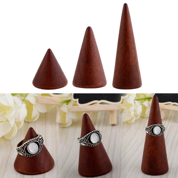 

3pcs Vintage Brown Cone Shape Assorted Size 3/5/8cm Jewelry Ring Organizer