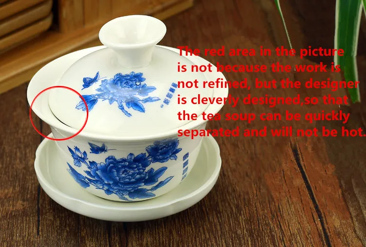 Ручная роспись озеро и горы керамический фарфор гайвань китайский чайный набор кунг-фу чайная посуда Tureen Sancai чайная чашка пуэр чайник