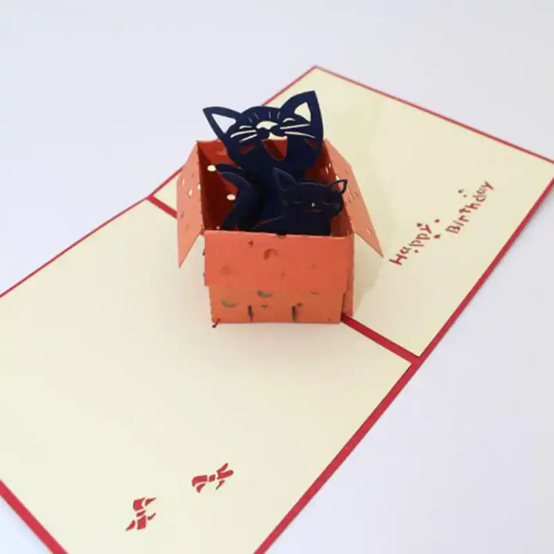 Boite A Cartes Pop Up En Papier Decoupe En 3d Boite Origami Carte De Vœux De Vacances Carte De Vœux De Vacances Carte De Vœux De Noel Et D Anniversaire Aliexpress