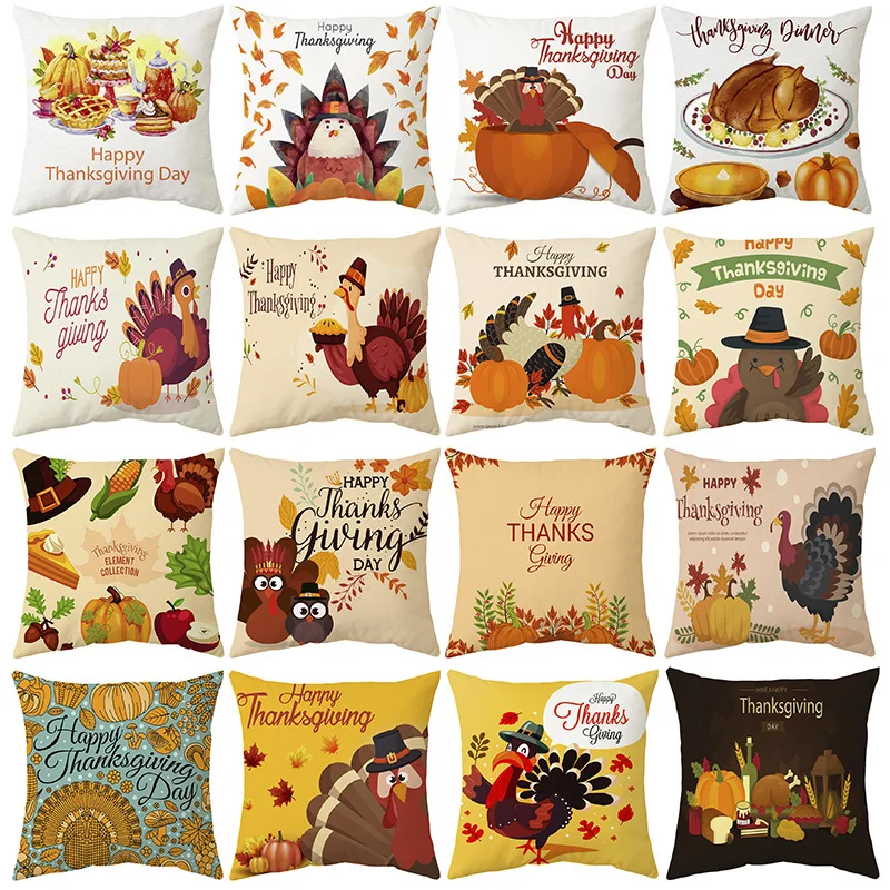 Thanksgiving theme cartoon turkey pillowcase cushion cover car sofa home decoration | Дом и сад