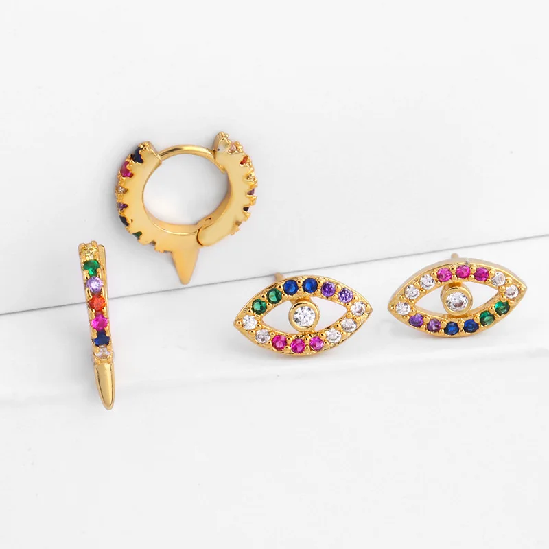 

SEDmart Colorful Turkish Evil Eye Stud Earrings for Women Fashion Rainbow Earring Gold Color Drop Shipping PartyAccessories Gift