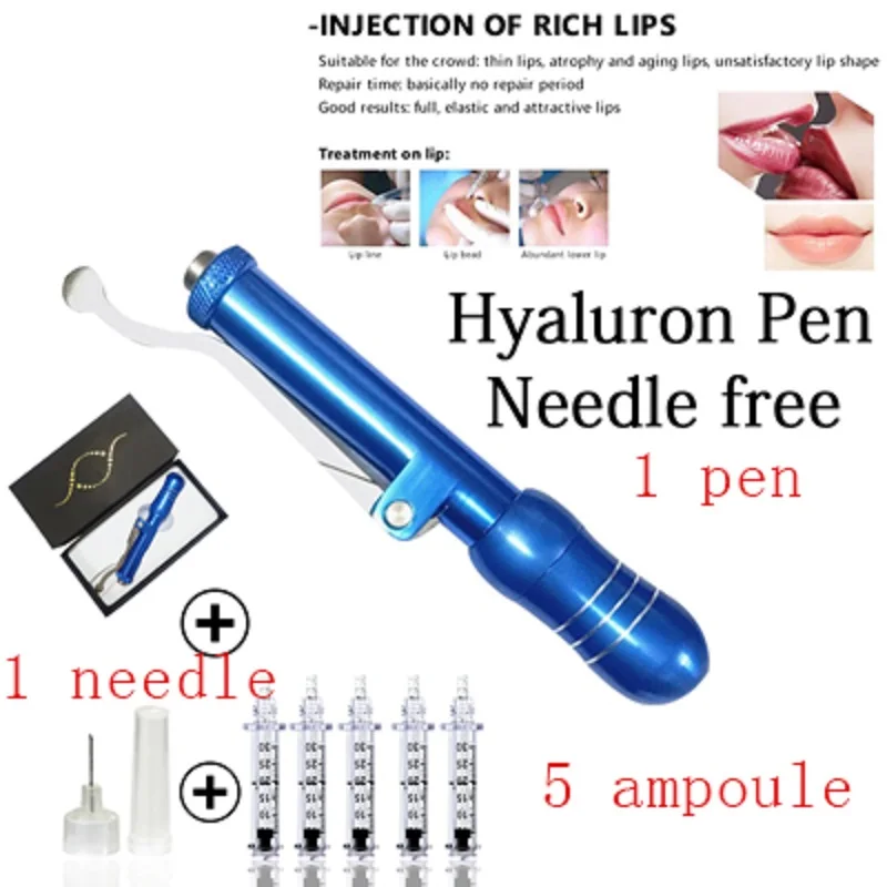 

0.3ml blue hyaluronzuur pen adjustable Hyaluronic Pen meso high pressure atomizer gun Needle free injector for lifting lip face