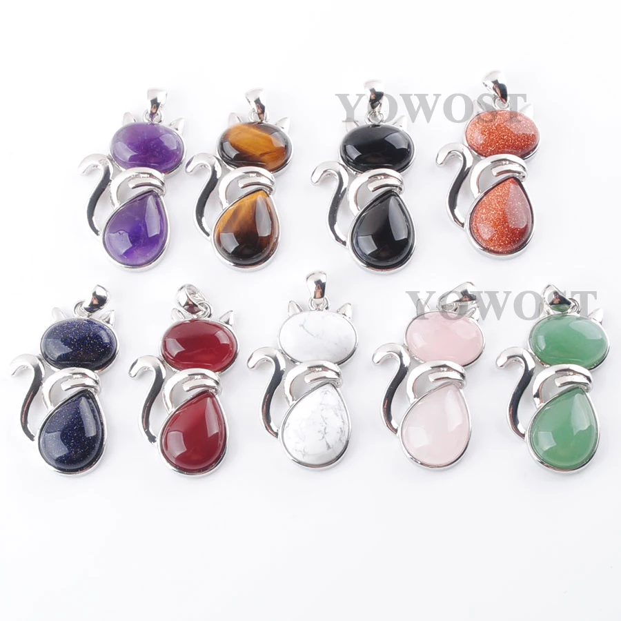 6 шт. случайный смешанный милый котенок кошка животного подвески из натурального