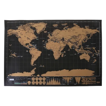 

Deluxe Black Decoration World Map Scratch off World Map Personalized Travel Scratch for Map Room Home Decoration Wall Stickers