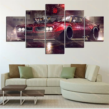 

5 Piece Vehicle American Muscle Car PONTIAC GTO Retro Sport Car Wall Art Modular Pictures Canvas Painting Prints Home Decoration