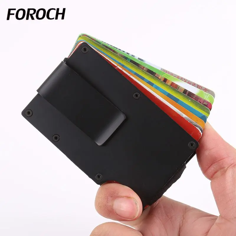 

New Metal Credit Card Holder Rfid Wallet 593 Blocking Portable ID Card Holder Card Case Men Aluminum Clip Pocket Porte Carte