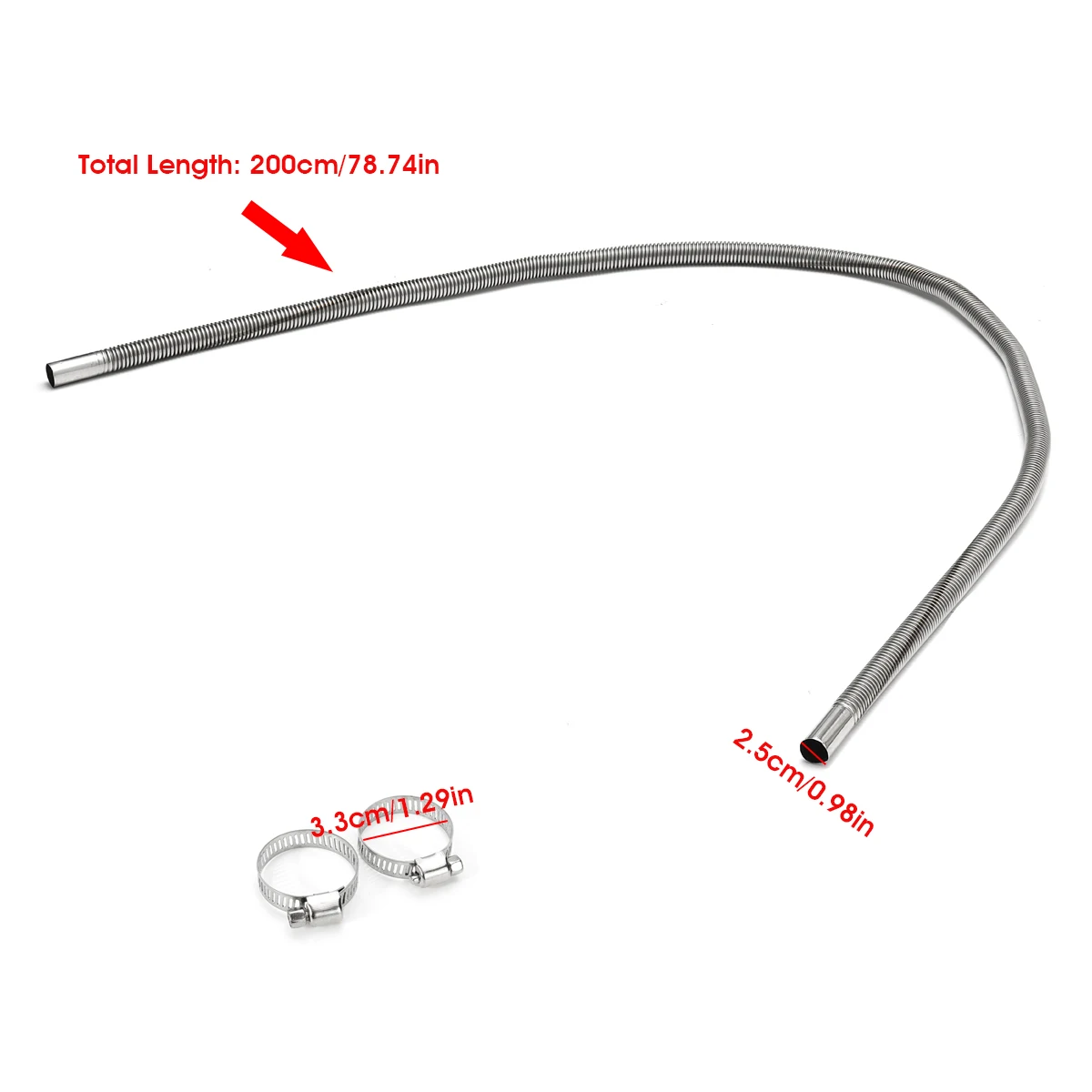 CABERRE 250cm Car Parking Diesel Heater Stainless Steel Exhaust