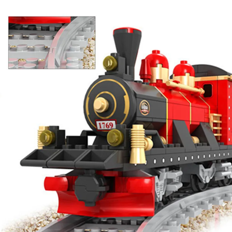 

City Train Power-Driven Diesel Rail Train Cargo With Tracks Set Model Technic Building Blocks Kid Toys Block for Children techni