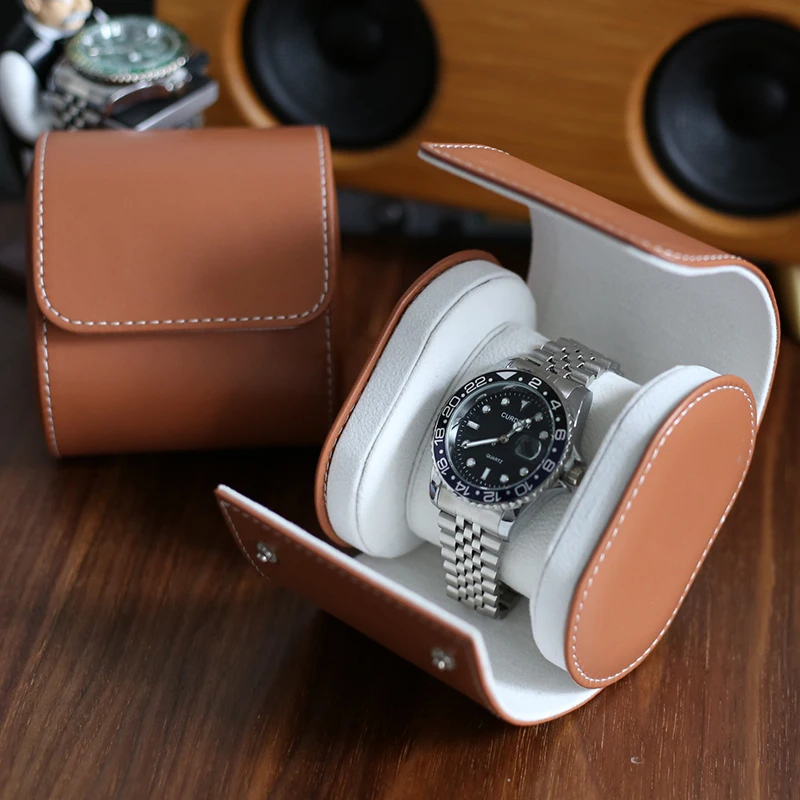 PU Leather Watch Box Single Portable Storage Bag High Grade Storage Box Single Watch Anti Falling Watch Bag Dust Anti Oxidation 