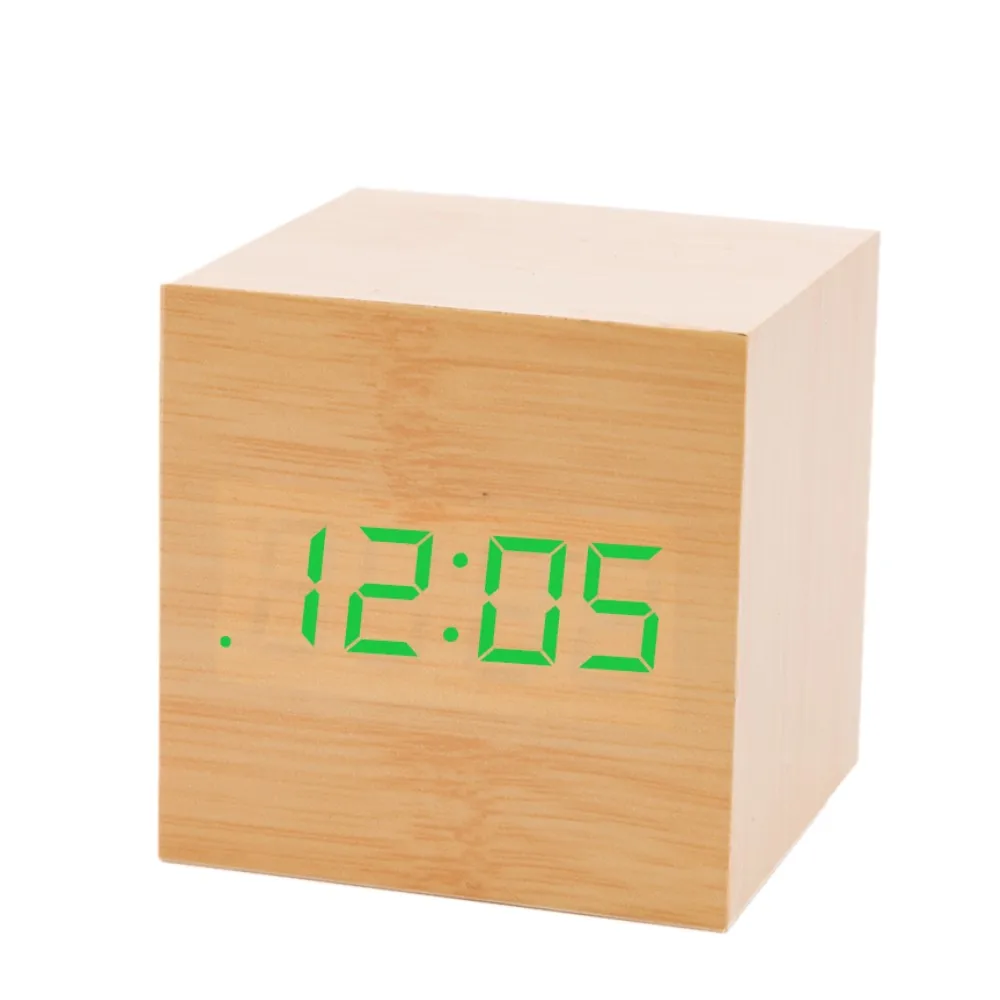 Мини цифровой деревянный светодиодный часы Будильник детский Дерево Ретро светящиеся часы электронные настольные часы настольные электронные часы настольные повтора Настольный календарь будильники деревянные часы