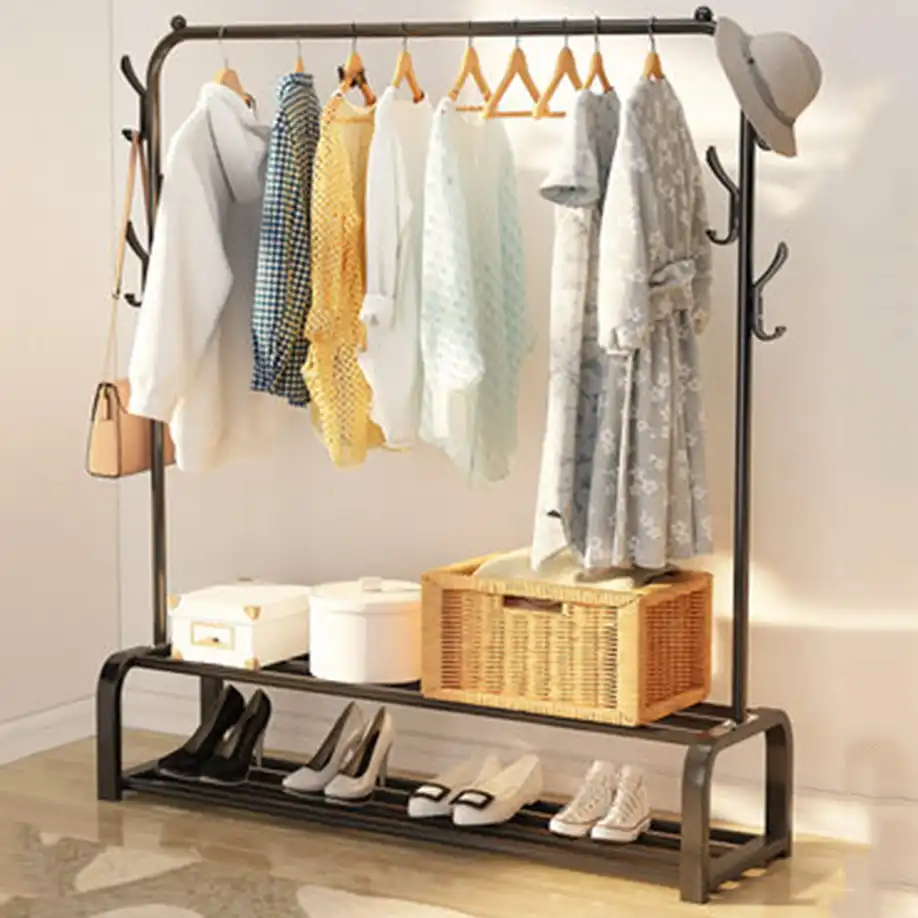 Single Pole Drying Rack Floored Hanger Minimalist Clothes Drying Rod
