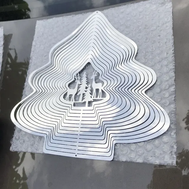 Tükör Rozsdamentes Acél 3D -S Forgó Szélű Fonó Fémfém Karácsonyfa És 25X31Cm Snowflae Szél Dekorációja - Image 3