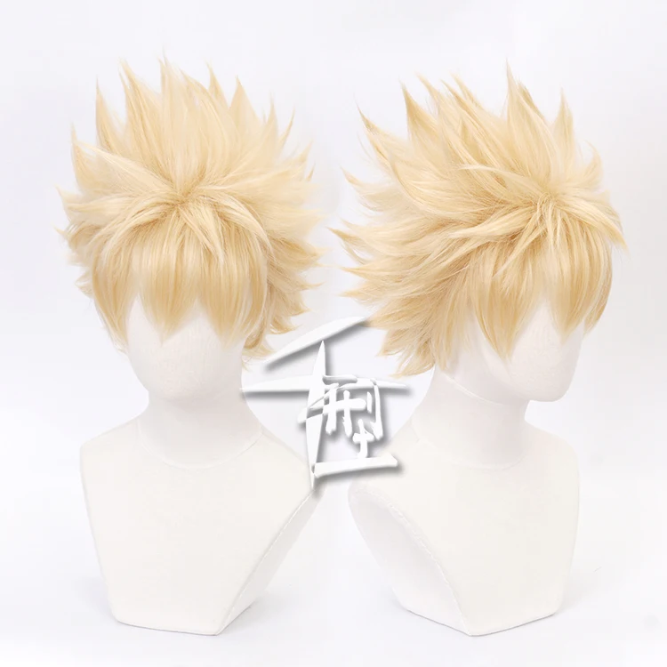 

My Hero Academia Cosplay Wig Bakugou Katsuki Bakugo Short Linen Blonde Baku no Hero Hollowen Cos Custome Heat Resistant Wig