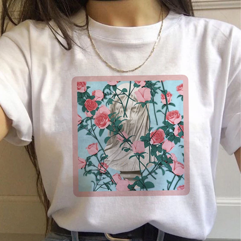 Эстетика vaporwave 90s модные футболки для женщин Harajuku Ullzang футболки Графический Забавный мультфильм футболка уличная топ тройники Женские - Цвет: 22161
