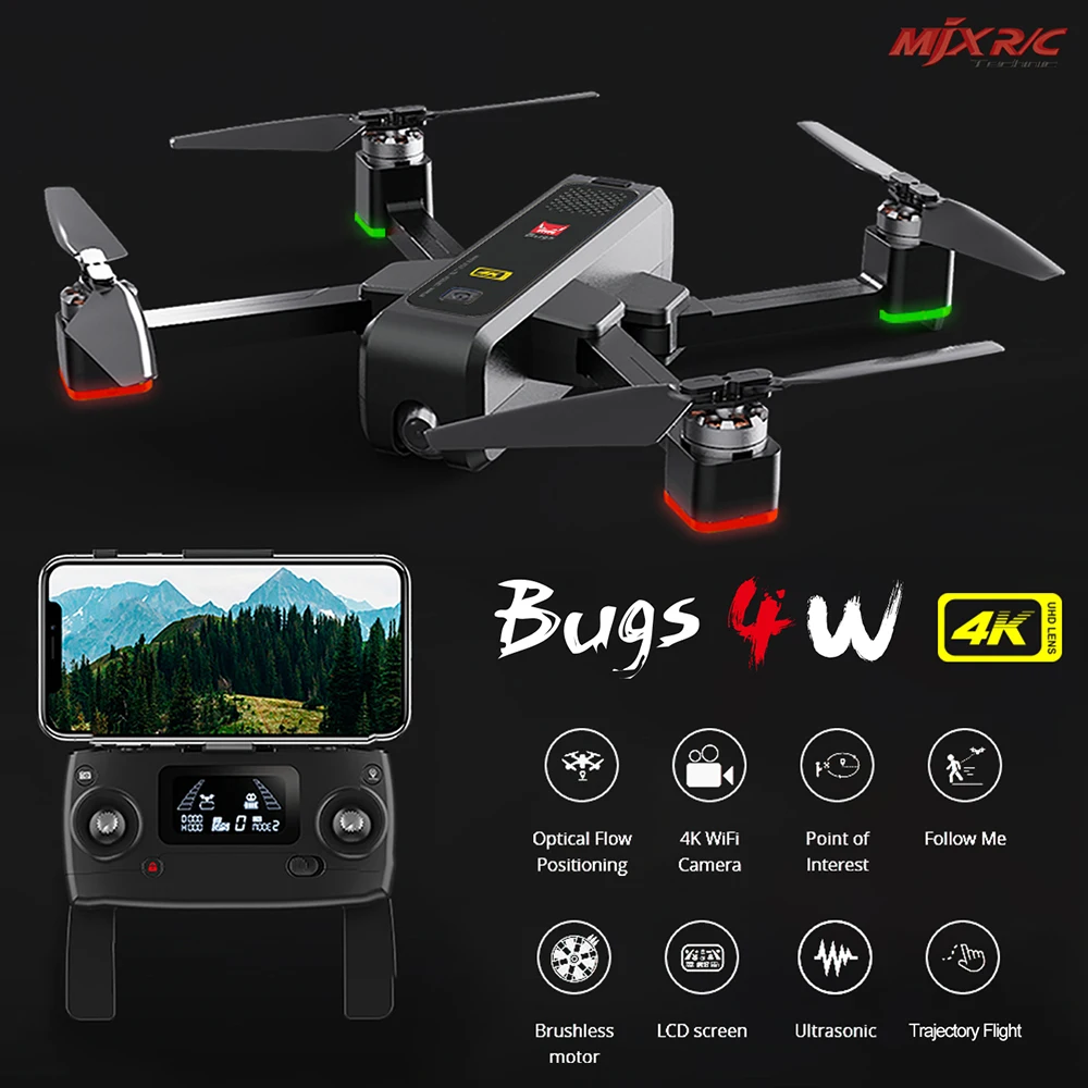MJX B4W бесщеточный Радиоуправляемый Дрон с камерой 4K 5G wifi FPV gps позиционирование дрона оптического потока Квадрокоптер