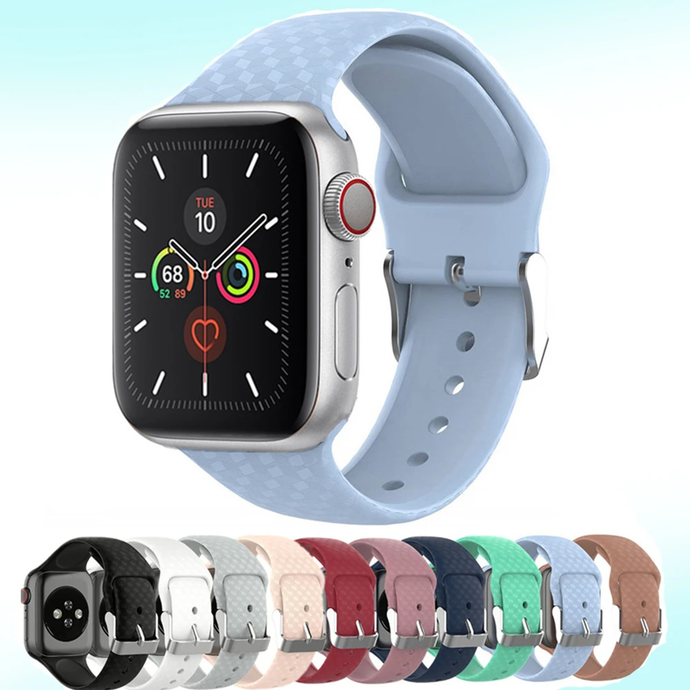 Ремешок с 3d текстурой для Apple watch band 44 мм 40 спортивный силиконовый браслет iwatch 38 42 6