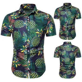 

Oeak Men Flower Printed Short Sleeved Summer Beach Wear Vacation Shirt Casual Wear Button Down Shirt Fashion 2020