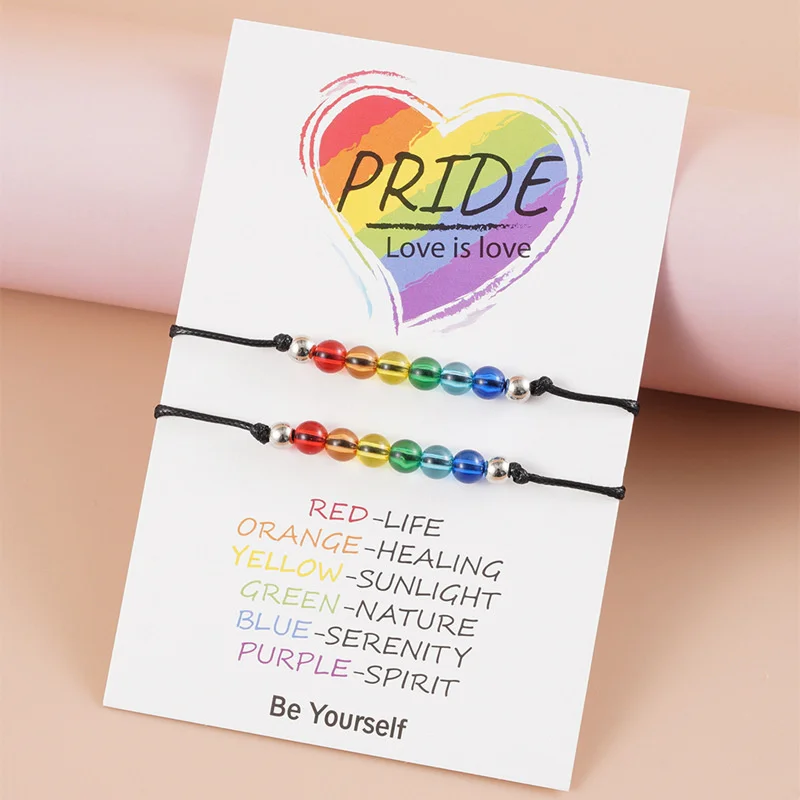 Rainbow Bead LGBT Bracelets For Women Men Love Is Love Lesbians Gays