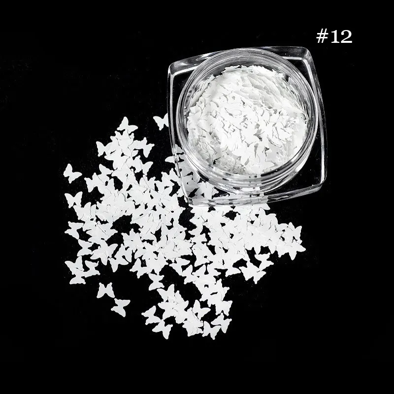 12 farben Laser Schmetterling Glitter Shiny Lip Gloss Glitzernde DIY Decor Schmetterlinge Laser Flakes Lipgloss Basis Mischen Dekorationen 3g – Detail 12