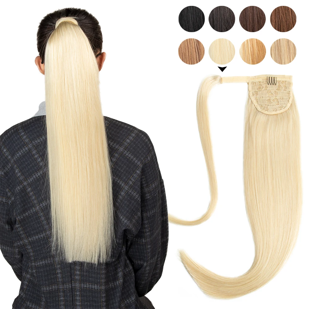 Isheeny Human Hair Pony Tail Extensions Straight 14