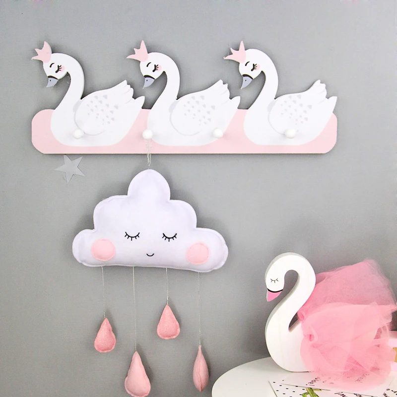 

Nordic Wood Shelves Coat Rack Wall Hanging Shelf Multiple Choice Star Swan Car Kids Baby Girl Room Decor Display Stand Holder