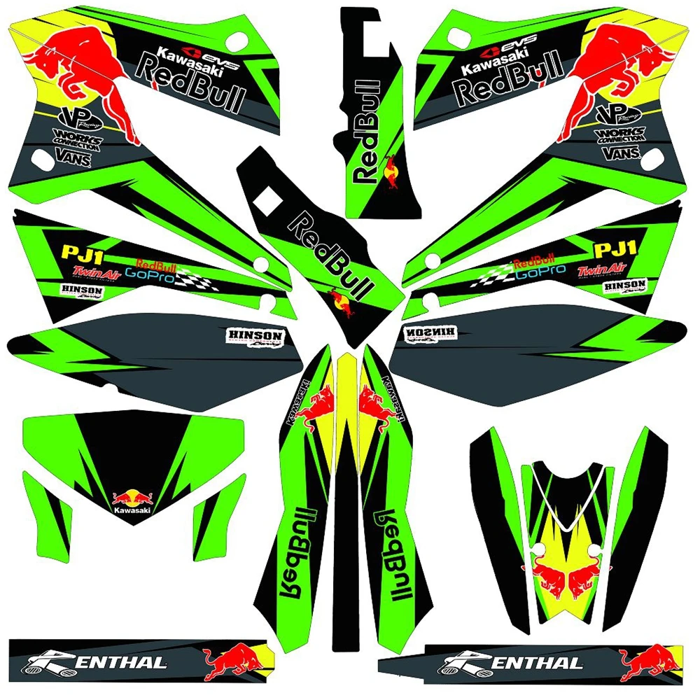 

New Full Graphics Decals Stickers Custom Number Name 3M Bright Stickers Waterproof For Kawasaki D-TRACKER 2008-2018