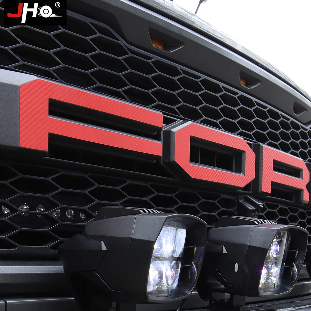 JHO Pickup Accessories Tail Hood Engine Grille Red Letters Sticker Graphics Vinyl Decal for Ford F-150 Raptor