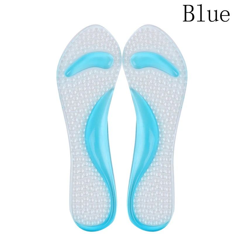 blue 1 пара Для женщин и девочек Нескользящие Для женщин гель 3/4 длина анти-скольжения массажные подушки ортопедические стельки для обуви - Цвет: blue