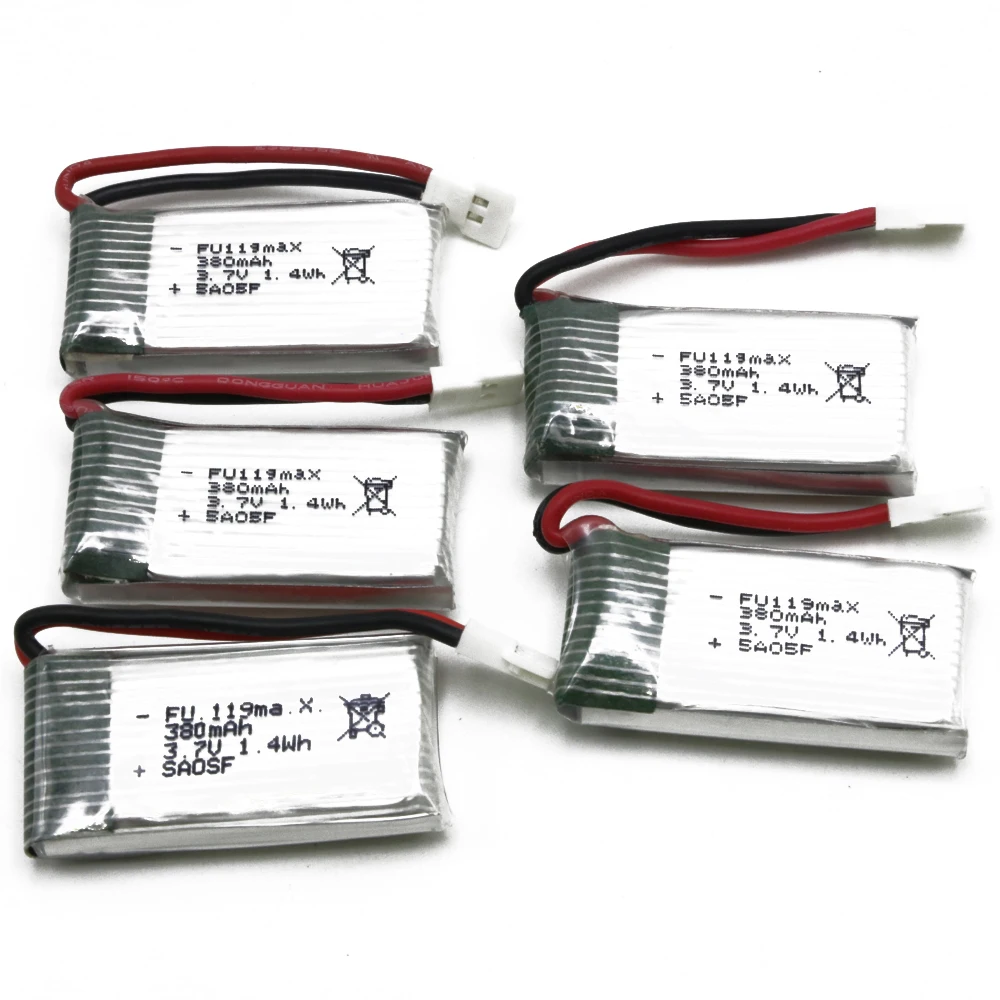 No charger RC Battery,5Pcs 3.7V 380mAh 25C Battery and 5 in 1 Lipo Battery Charger For Hubsan X4/H107/H107L/H107C/H107D/V252/JXD385 - Цвет: No charger