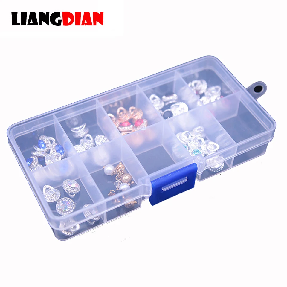 

10 Grid Plastic Transparent Jewelry Medicine Pills Nail Art Tips Storage Showing Organizer Container Display Box Case Holder