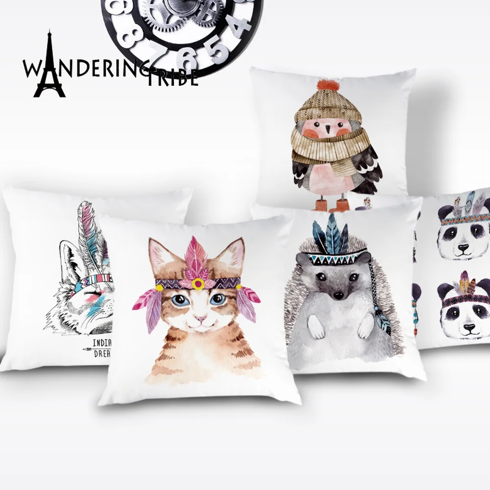 

Cartoon Unicorn Throw Pillow Cover Panda Rabbit Pillow Case Sofa Cushion Case Cat Fox White Animal Home Decor Pillowcase Kissen