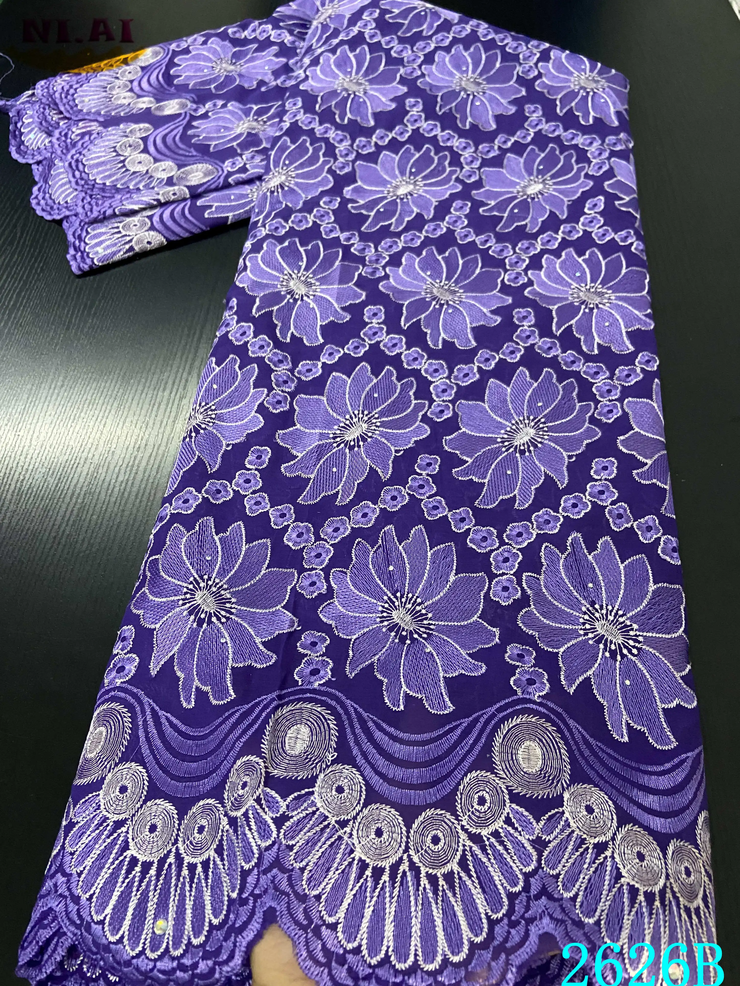 

NIAI African Dry Cotton Lace Fabric 2020 High Quality Lace Swiss Voile Lace In Switzerland Nigerian Lace Fabric Sewing XY2626B-2
