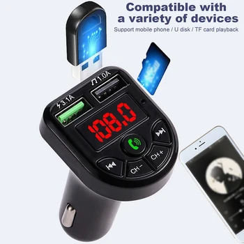 

NEW BTE5 Car MP3 Player Bluetooth FM Transmitter Car FM Modulator Dual USB Charging-Port for 12-24V General Vehicle