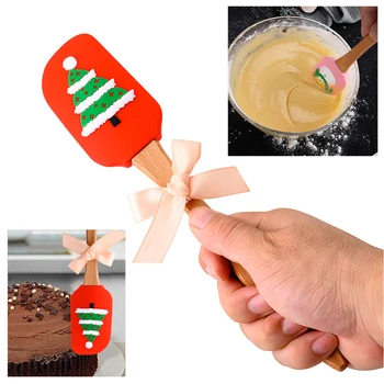 

3pcs Scraper For Cooking Pastry Silicone Spatula Accessories Christmas Pattern Non Stick Baking Lightweight Smooth Cream Butter