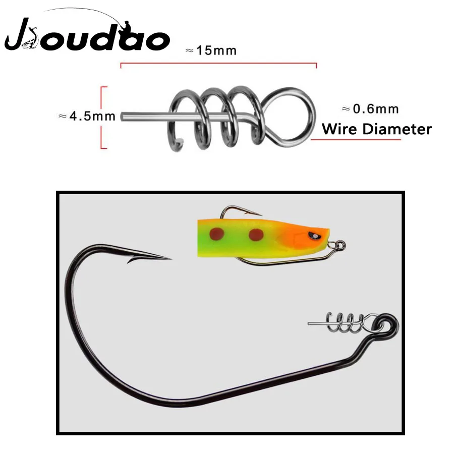 Jioudao 50pcs/lot Fishing Hooks Carbon Steel Wide Super Lock Fishhooks Soft Worm Lure Softjerk Hooks 1/0#-5/0# Fishing Tackle