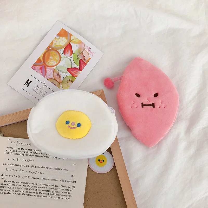 Счастливые обезьяны Kawaii яйцо плюшевый Кошелек игрушка милый мультфильм пушистый мягкий чучело животных Монета мешок подарок на день рождения для детей девочек женщин
