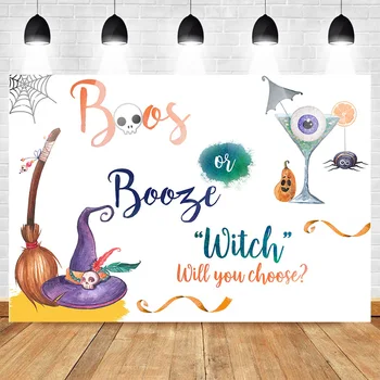 

Neoback Halloween Theme Gender Reveal Backdrop for Photography Baby Shower Boos or Booze Background for Photo Studio
