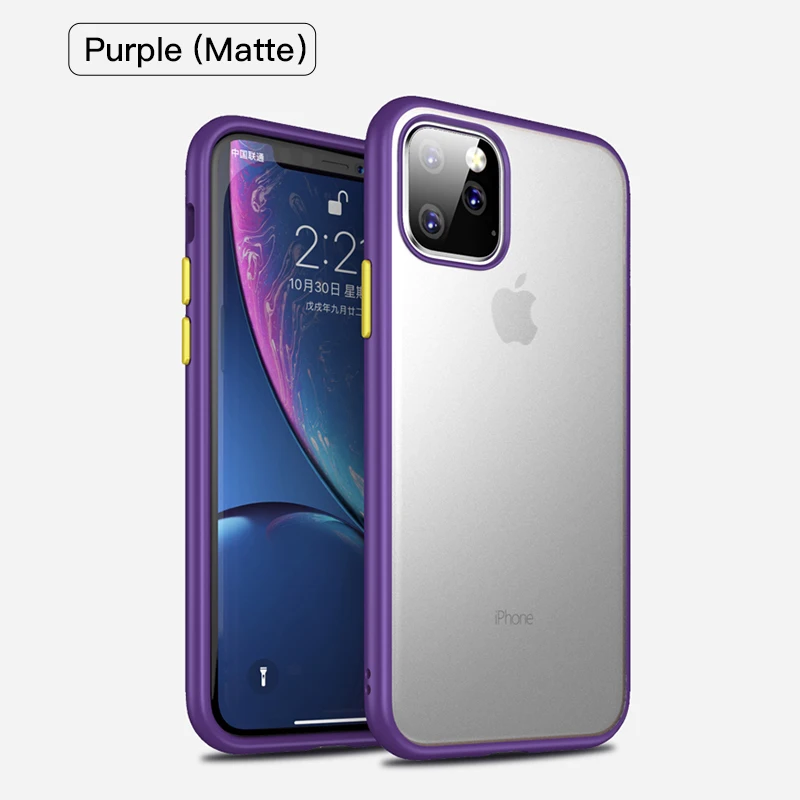 Purple matte LUPHIE чехол для телефона контрастного цвета для iPhone 11 Pro Max, прозрачный чехол для iPhone 11 Pro Max, Матовые чехлы, чехол - Цвет: Purple matte