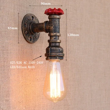

LED Loft Industrial Nordic steam punk iron rust Water pipe retro wall lamp sconce lights for living room restaurant bedside