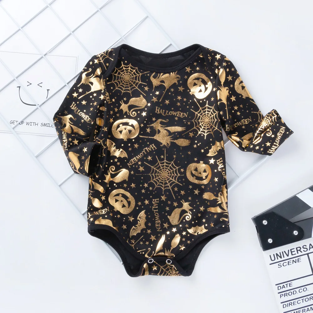 

2019 Fashion Infant Clothing Baby Rompers Baby Girls Jumpsuit Halloween Costume Newborn Clothes Outfit Pumpkin Long Sleeves Set