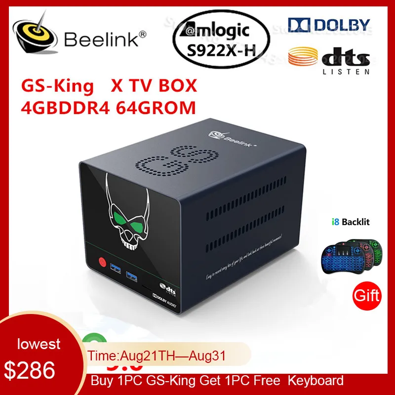 

Beelink NEW GS-KING X Amlogic S922X-H Smart Android 9.0 TV Box 4GB DDR4 64GB ROM Dolby Audio DTS Listen 4K HD Hi-Fi Media Player