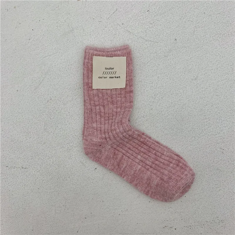 pink Jeseca кашемировые толстые теплые носки для женщин, зимние шерстяные носки, женские винтажные уличные японские милые носки для девочек в стиле Харадзюку - Цвет: pink