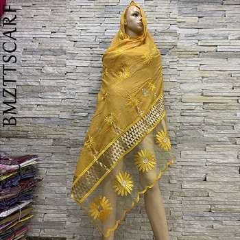 

Real Shot!African Women Cotton Scarfs Cotton Splicing Net Scarf Soft Headscarf Women Hijab Scarf on Sales BM816