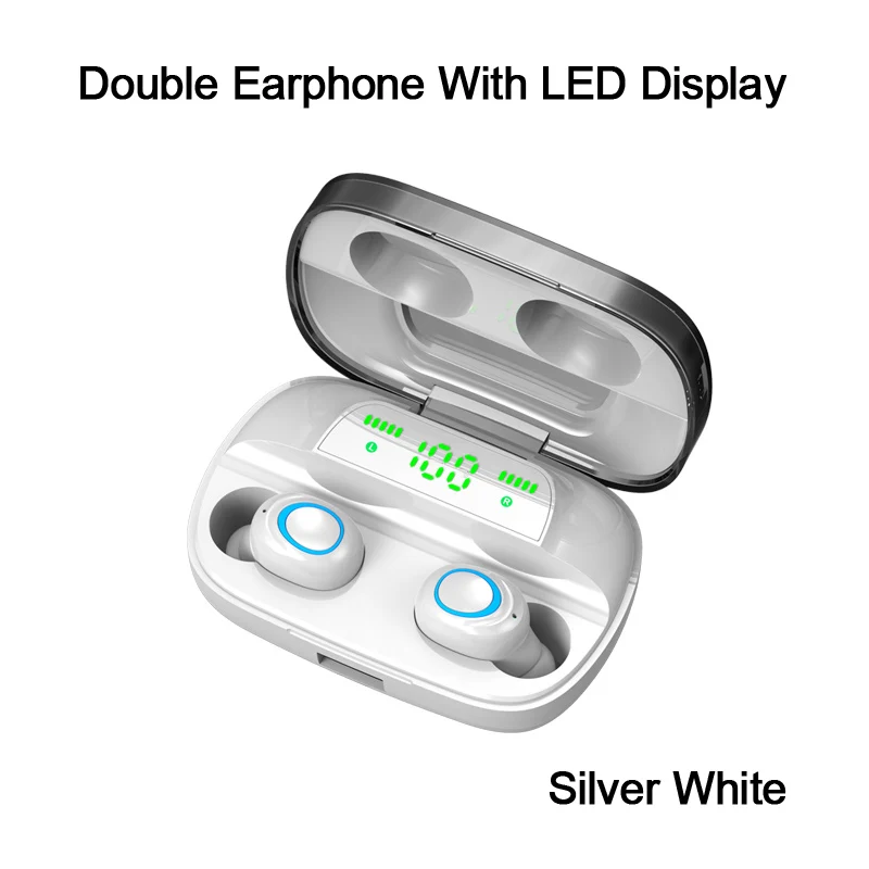 LED Display White Сенсорные Bluetooth наушники, беспроводная гарнитура с шумоподавлением, HD вызов, TWS светодиодный наушник, Bluetooth наушники, водонепроницаемые V5.0 - Цвет: LED Display White