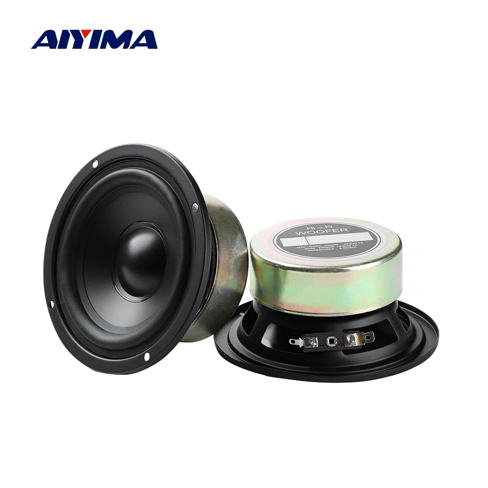 

AIYIMA 2Pcs 4 Inch Mid-woofer Speaker 8 Ohm 30W High Power Long-stroke Speaker DIY Home Theater Hifi Music Loudspeaker