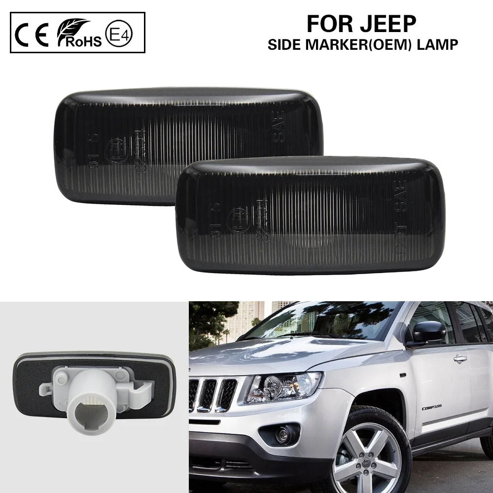 

Pair Smoke Side Marker Lamp light OEM turn signal light Fits For Audi Jeep Patriot Compass Commander Liberty