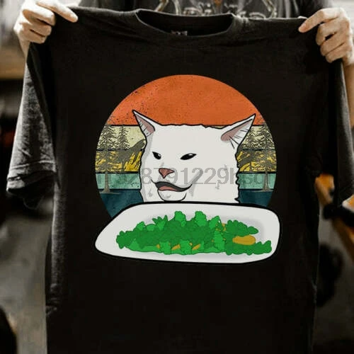 Woman Yelling At A Cat Funny Meme T-Shirt | Мужская одежда