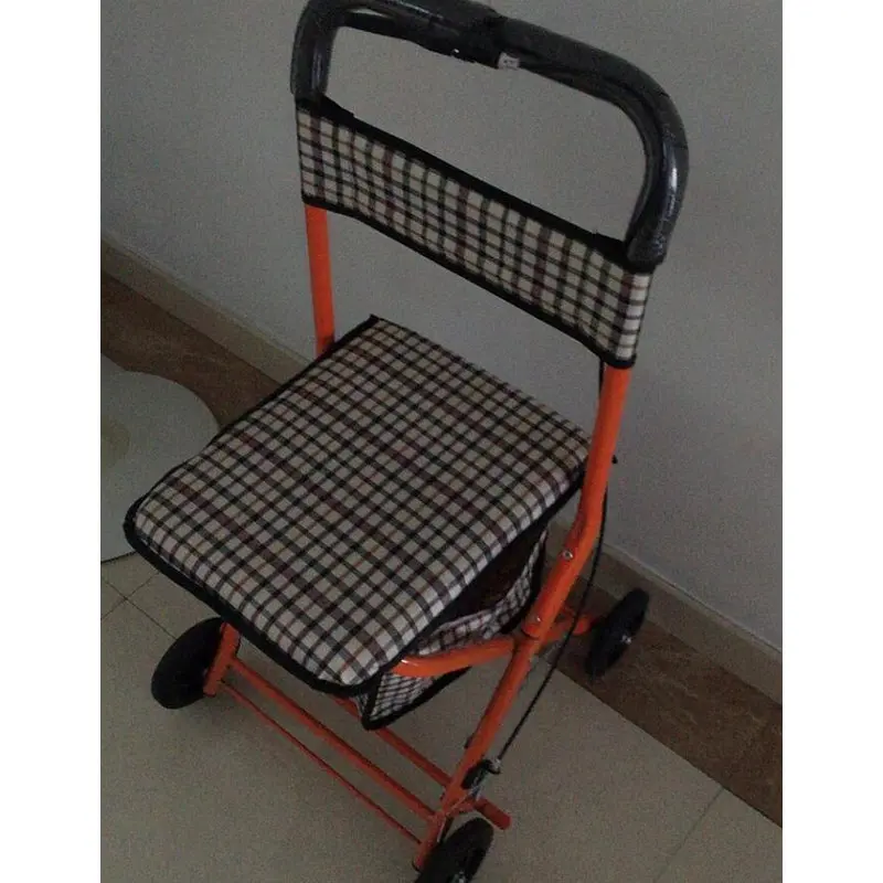 Dual Function Seniors Walker, 4-Wheeled Portable Cart With Hand Brake, Elderly Wheelchair Stroller
