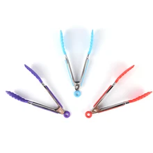 Силиконовый зажим для еды, Сервировочные щипцы для мяса, легкий салат закуски а-ля фуршет, зажим с стальной ручкой, открытый инструмент для пикника, барбекю, кухни