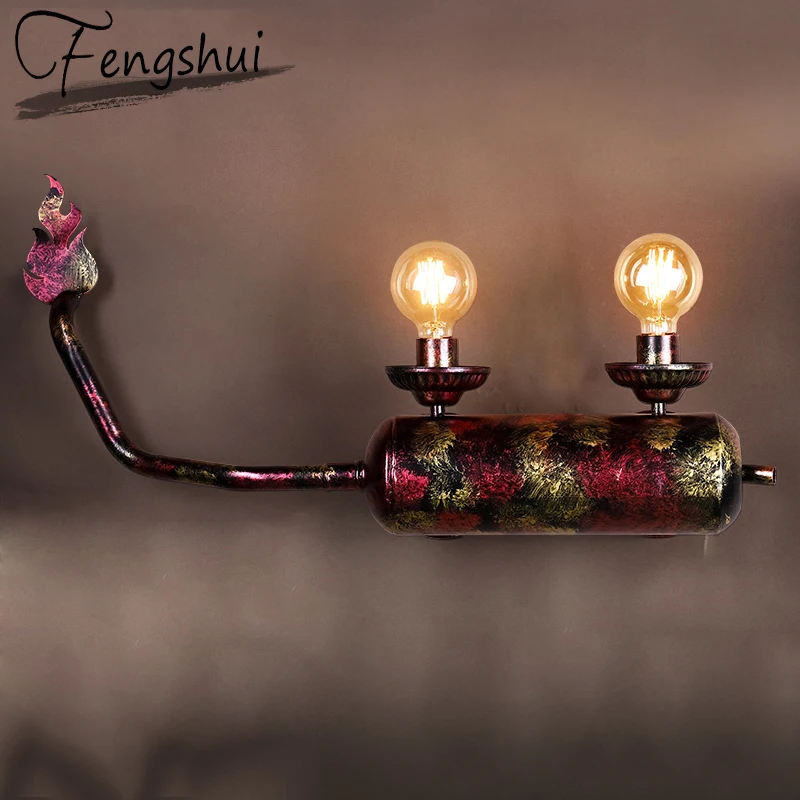 

Vintage Iron LED Wall Lamps Industrial Sconces Bedroom Light Fixture Bedside Bar Restaurant Cafe Loft Decor Corridor Wall Light